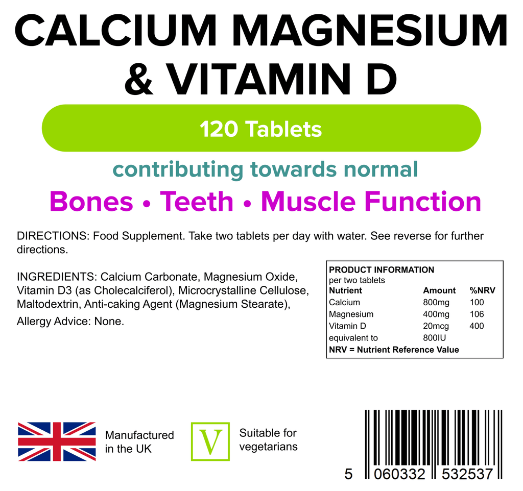 Calcium Magnesium & Vitamin D Tablets 120 Tablets